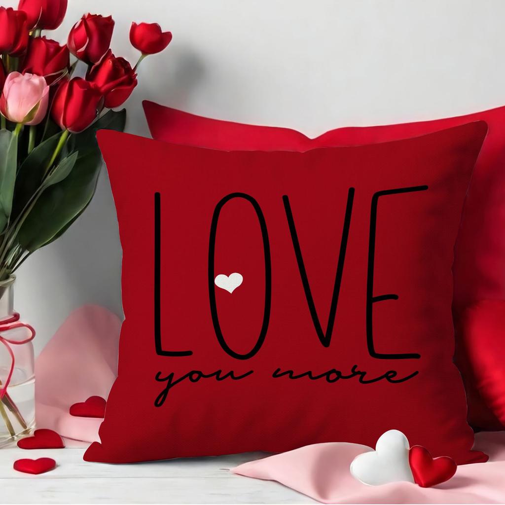 Red Love Valentine's Day Pillowcase Living Room Decorative Letters Pillowcase Sofa Bedroom Cushion