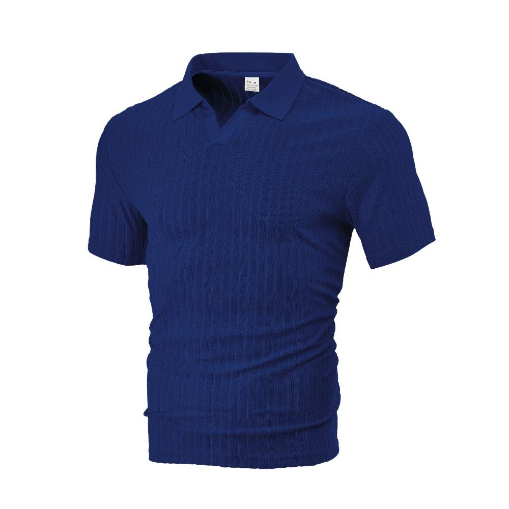 Summer Men's New Style Casual Breathable Short-sleeved T-shirt, Jacquard Polo Shirt, Striped Short-sleeved Shirt