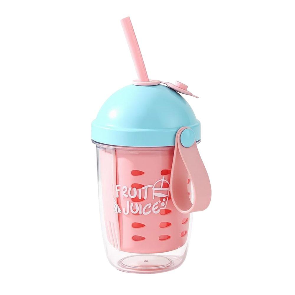 Double Wall Fruit Cup Leak Proof Breakfast Cup Multifunctional Salad Cup синий