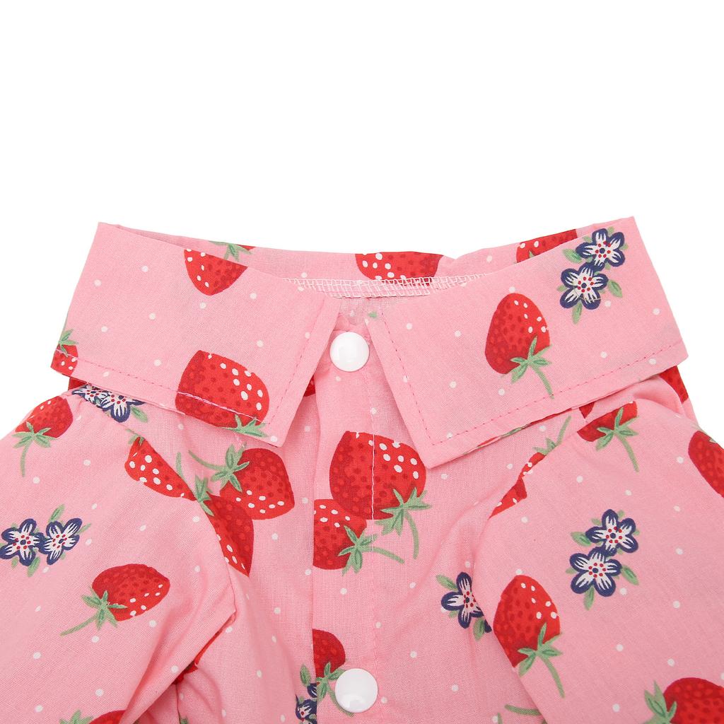 Hunde Sommerhemden Niedlicher Erdbeerdruck Umlegekragen Druckknopfdesign Atmungsaktive Hawaiianische Hundehemden für Frühling Sommer XL
