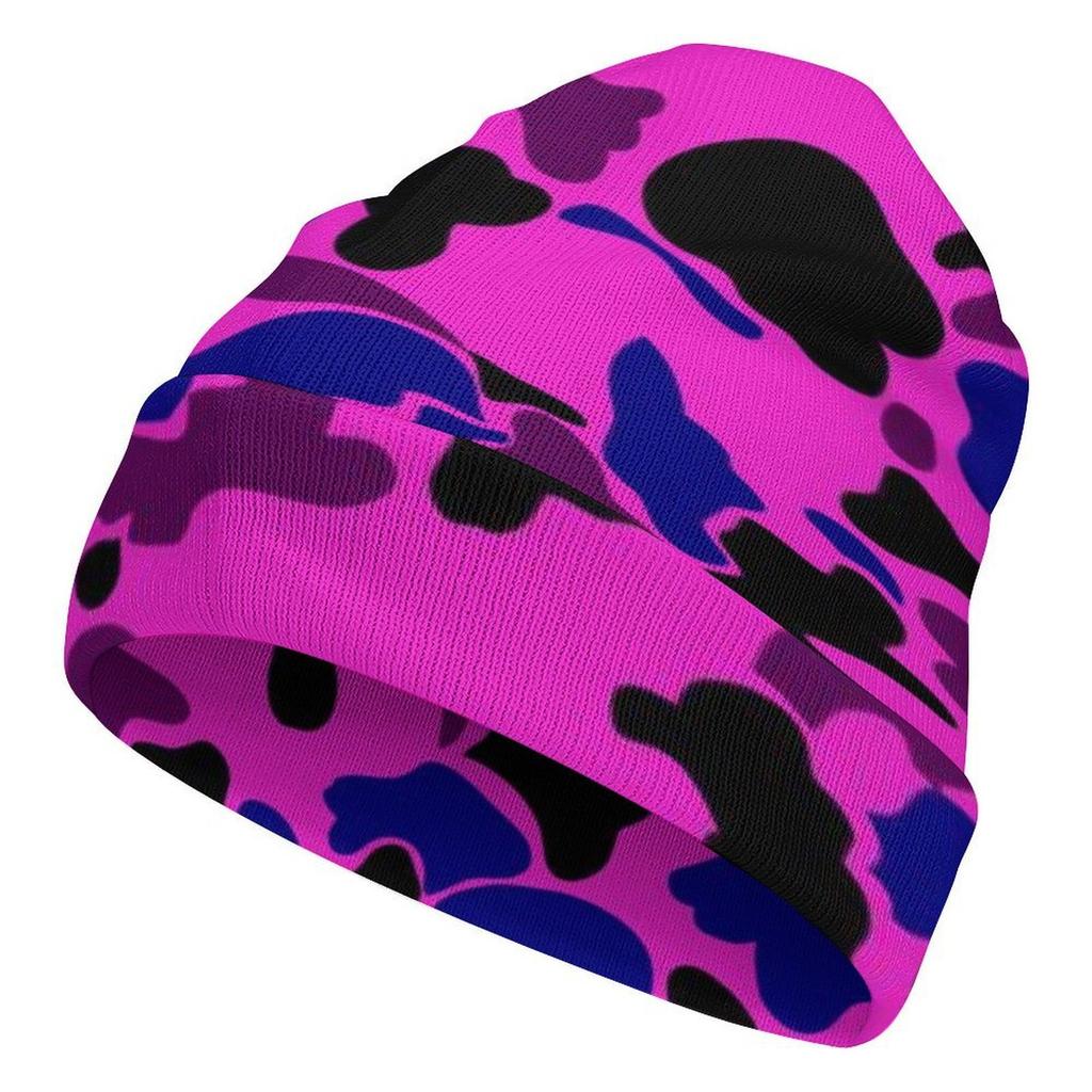 Factory Hot Custom logo pink Camo Print Cuffed Beanie Men Women Cloud Camo Cap Outdoor Camouflage Knitted Hat for Daily Wear