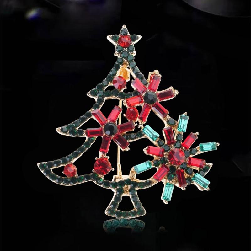 Stylish Festive Tree Jewelry Pin Sturdy Alloy Design Secure Clasp Brooch Perfect For Holiday Outfits And Gatherings