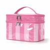 Wiederverwendbare Doppellagige Kosmetiktasche Glänzendes PVC Make-up-Organizer Gestreift Wasserdichte Kulturtasche Damen