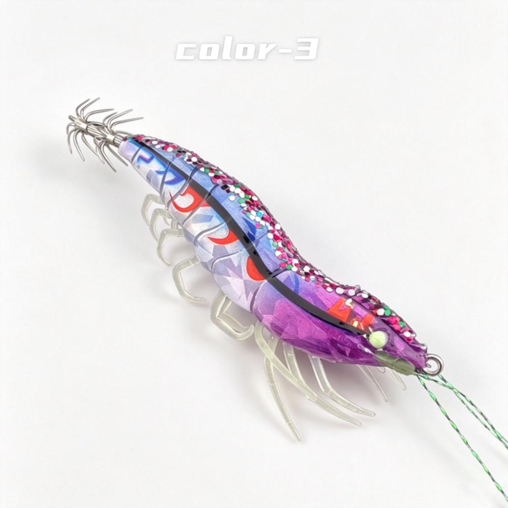 Wooden Material Squid Jig 10cm Length Flying Squid Jig Horizontal Shrimp Bait Saltwater Fishing