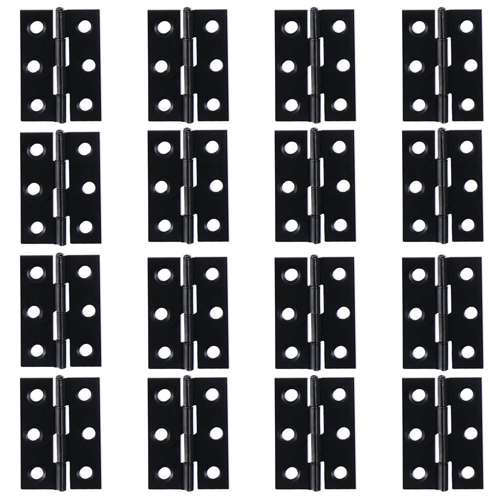 

16Pcs Black Folding Butt Hinges with Screws Hardware Door Hinges Small Door Hinges Home Furniture