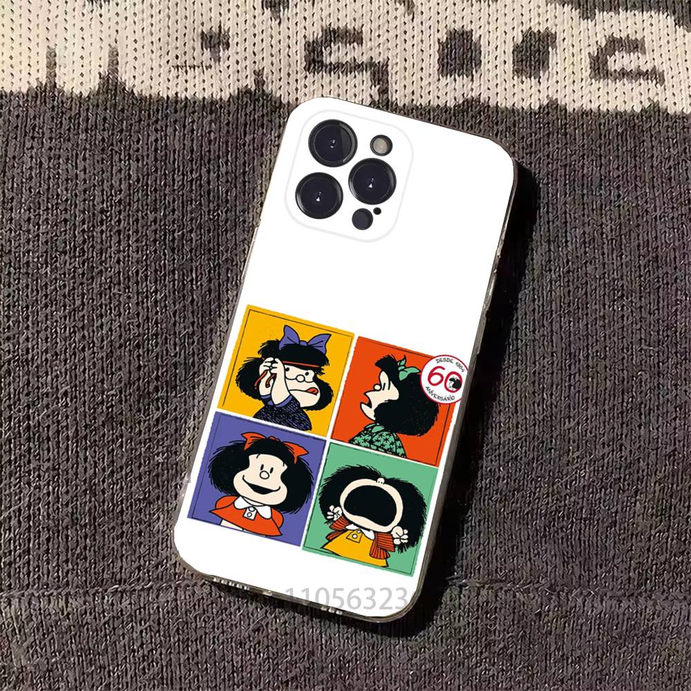 Funny M-Mafalda Phone Cases For iPhone 17 16 15 14 13 12 11 Pro Max Plus Luxury Camera Protection Plastic
