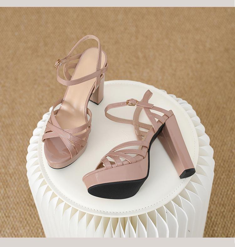 Chunky Heel Waterproof Platform Sandals with Thin Straps for Women, Sizes 35-42 - Ideal for Nightclub, Runway, or Work.