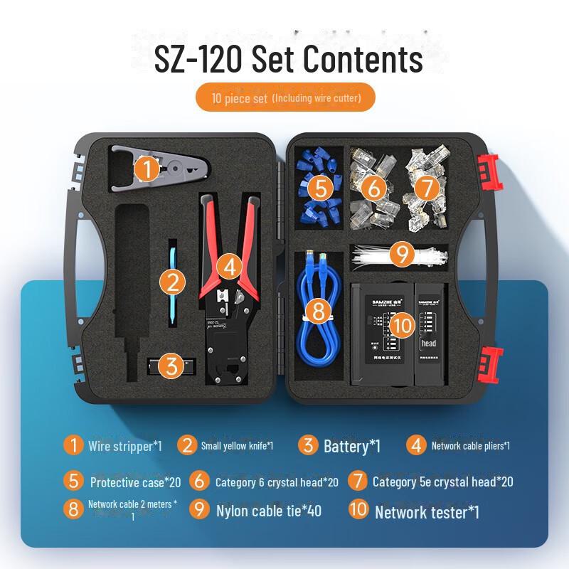 SAMZHE Network Tool Kit: Cable Pliers, Tester, Wire Stripper & Cutter