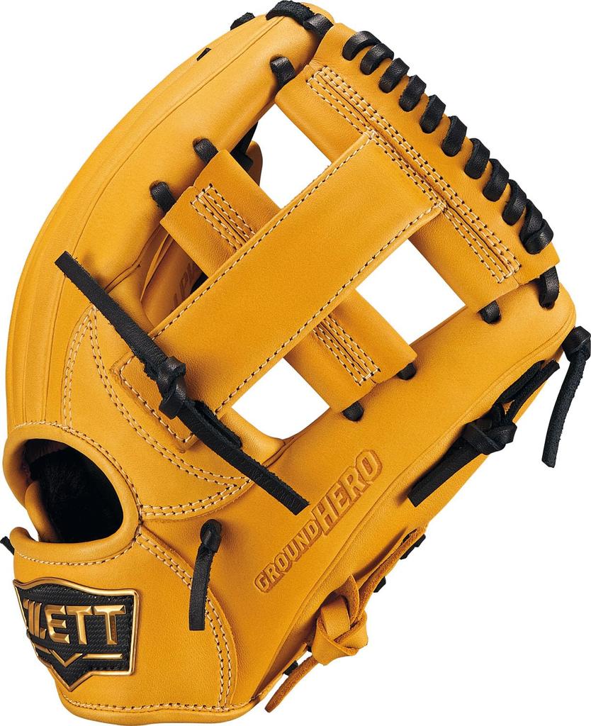 ZETT Youth Baseball Softball Ground Hero True Yellow BJGB76525F Glove, All-Around, Left-Handed Throw, (5400), Size Small,