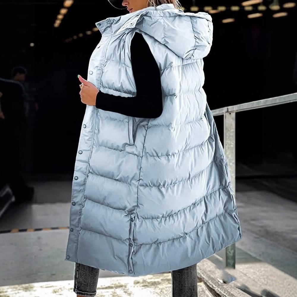 Damen Winter Kapuzenjacke mit Reißverschluss Übergröße Lässige Weste Oberbekleidung Parka