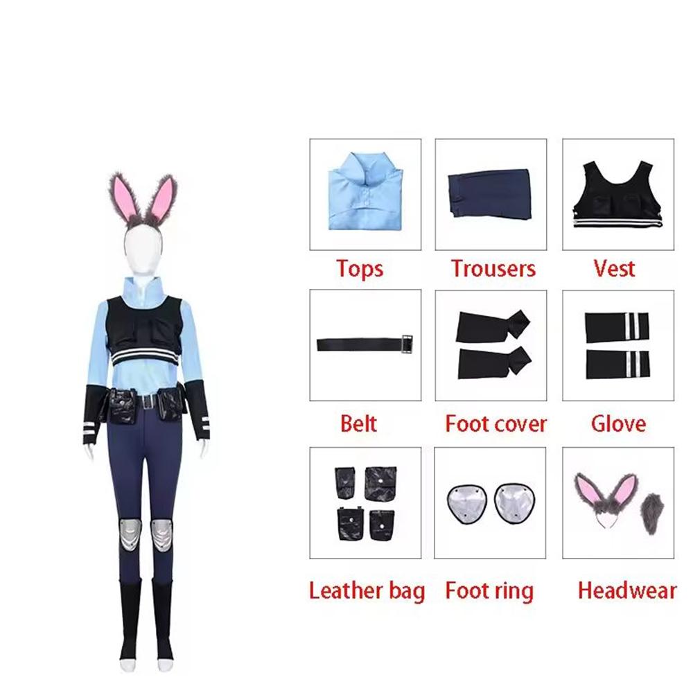 New Women Girls Crazy Animal Judy Hopps Halloween Cosplay Costume For Kids City Rabbit Police Officer Zoo Costume Fancy Dress