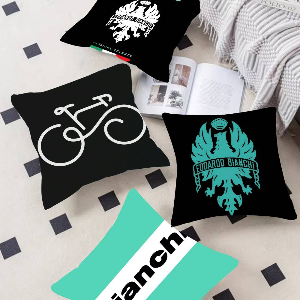 B-B-Bianchis Bike Logo Cushion Cover Pillowcase Upholstery Sofa Throw Pillow Home Decor Pillowcas
