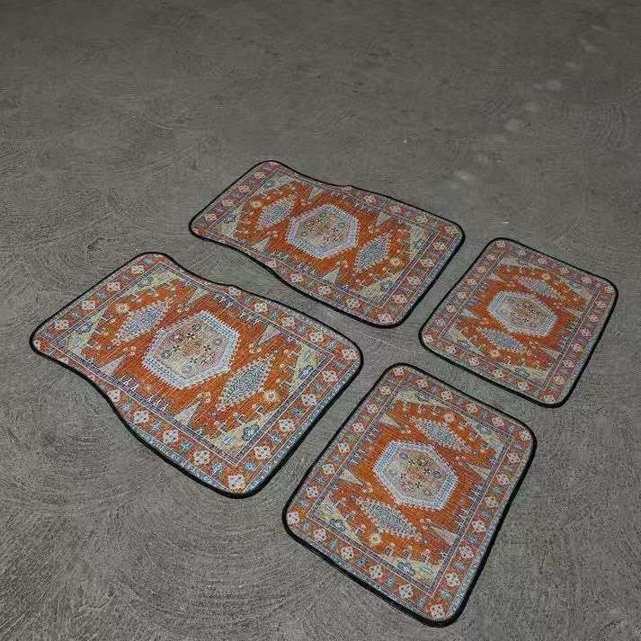 Vintage Persia Kilim Complete Car Foot Mat Machine Made Suede Anti-Skid PVC Bottom Wear Resistant Universal Car Interior Rug