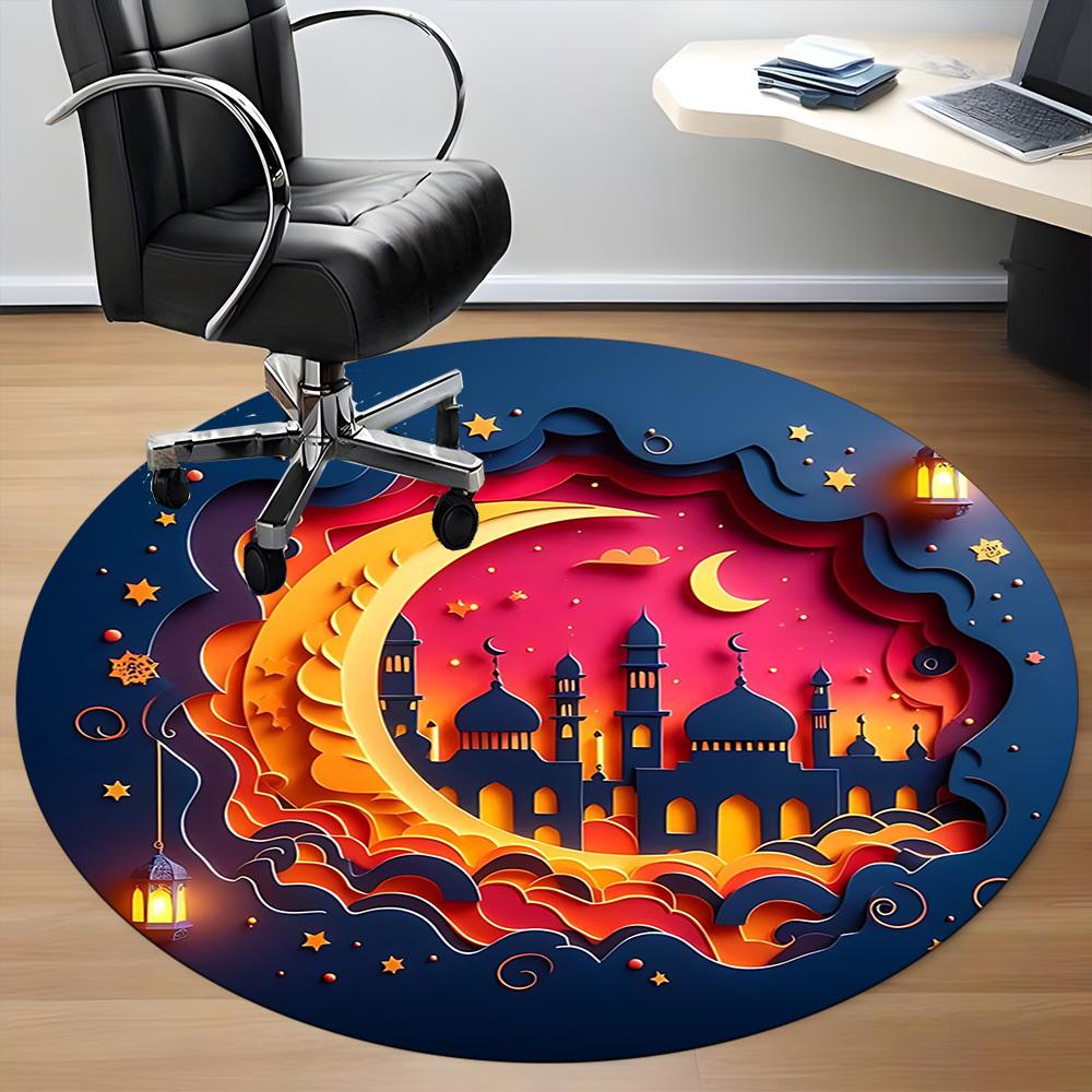 1 Stück Nachthimmel Dekor Stuhl Teppich für Büro, Runder Polyester Teppich, Innendekoration für Büro, Pflegeleichtes Gewebe, Waschbarer Rutschfester Bereichsteppich
