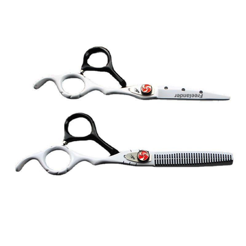 6.0" God Walker Black & White Hairdressing Scissors Set - Includes Straight Shears, Bangs Scissors, and Thinning Shears.