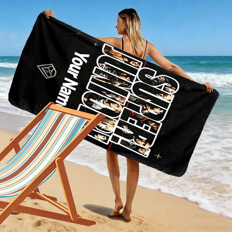 Name Custom Super Junior Print Beach Towel, Large Soft Quick Dry Towel for Beach Camping Swimming