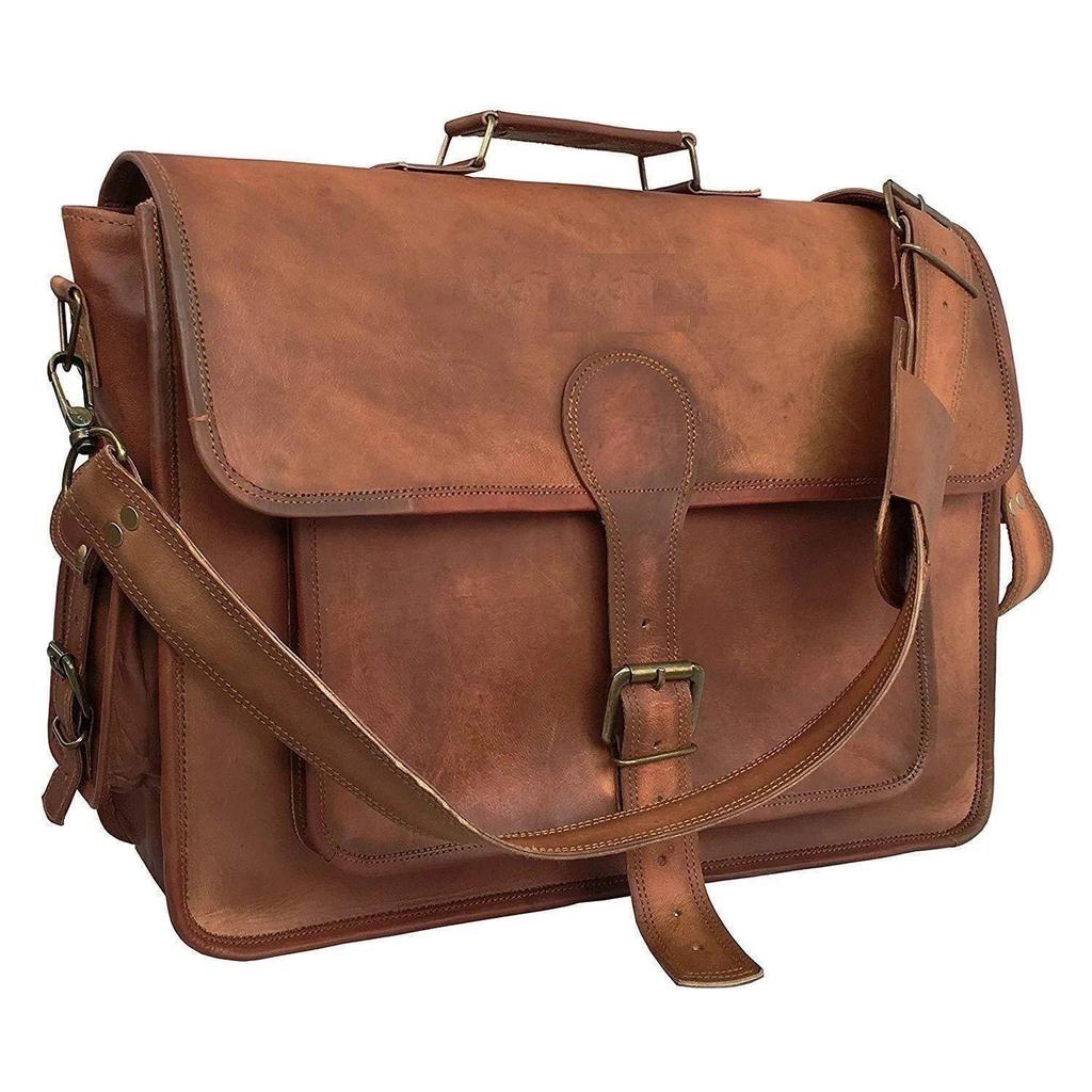 Leather Brown Messenger Vintage Laptop Shoulder Briefcase Men's