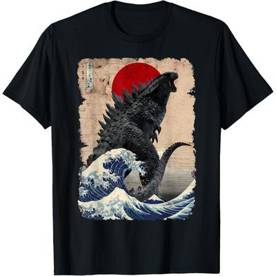Retro Vintage Japońska Sztuka Legendarny Rzadki Kaiju Koszulka
