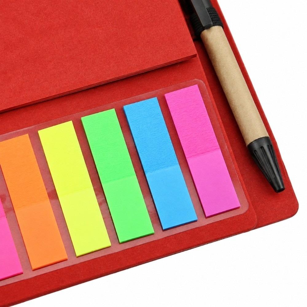 Multi Colors Sticky Notes Kraft Paper Memo Pad Portable Kraft Paper Notebook Work Planning