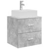 5 Piece Bathroom Furniture Set Concrete Grey Engineered Wood and Glass