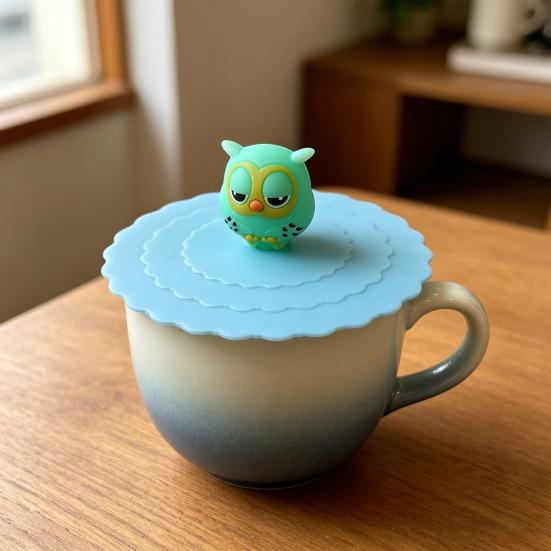 5Pcs Silicone Cup Lid Leak-Proof Heat-Resistant Cover for Glass Mugs Coffee Cups Food-Grade Odorless Cute Kitchen Accessory for Home