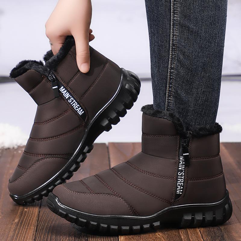 New Men'S Sneakers Warm Cotton Zipper Snow Ankle Boots, Casual Shoes Designer Shoes Waterproof Snow Boots