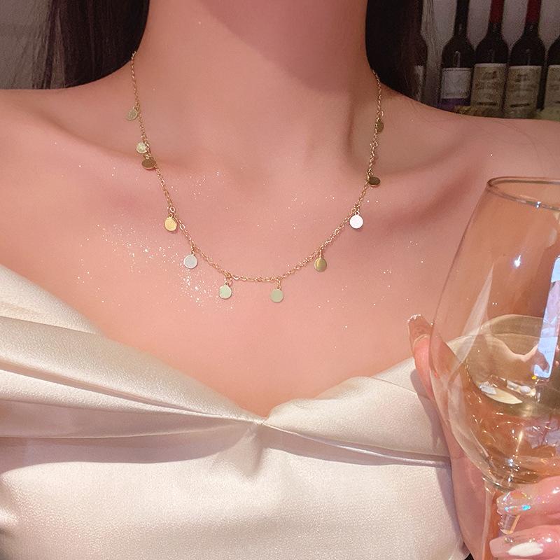 Богемная бусинная колье с пайетками женская многослойная цепочка на ключицу летний вариант