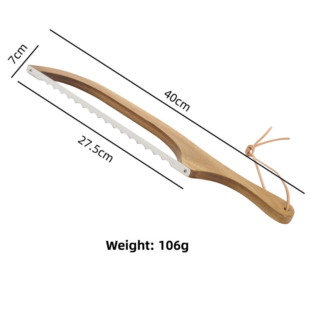 Wooden Bread Knife Non-dropping Baking Baguette Cake Knife Serrated Toast Knife Wooden Bread Cutting Saw