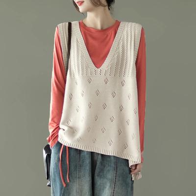 Vestă Tricotată Femei Oversize Tricou fără Mâneci Pulover Topuri Vestă Largă Casual Gât în V