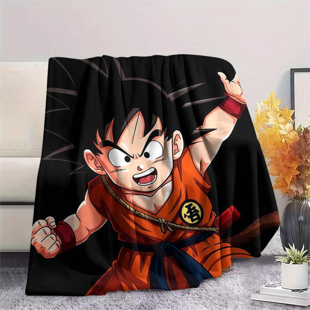 1PC Son Goku Patterned Flannel Blanket Suitable For All Seasons For Home Decor Warmth And Comfort Gifts Holiday Present