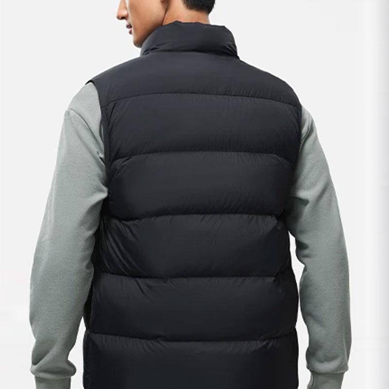 Li Ning Fitness Series Solid Color Logo Stand Collar Down Vest Men Vests Black AMRT015-1