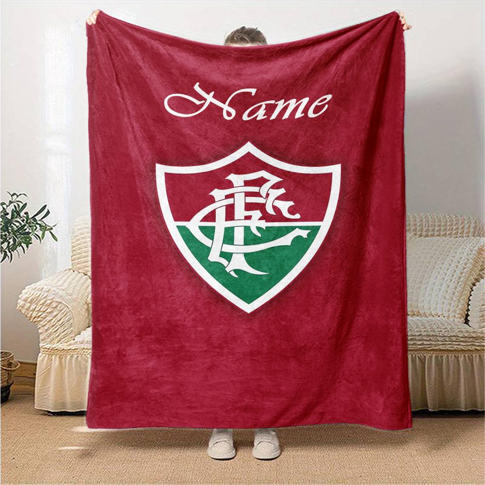 Custom Name Fluminense FC Theme Printed Blanket - Perfect for Couch, Bed, Travel & Outdoor Use | Machine Washable, Cozy & Durable.