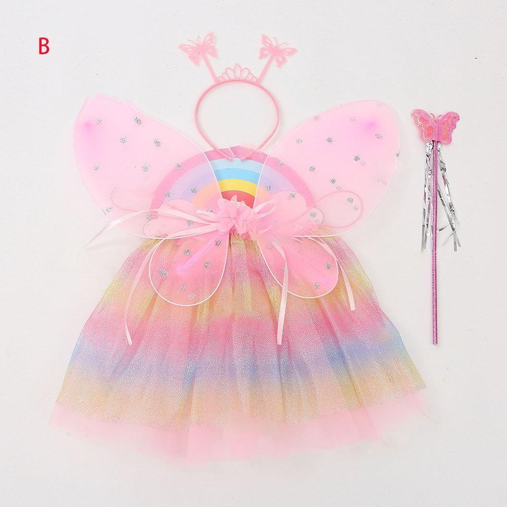 

4Pcs/set DIY Dressing Up Fairy Wing Skirt Party Supplies Party Props Princess Costume Sets Colorful Tutu Skirts Festival