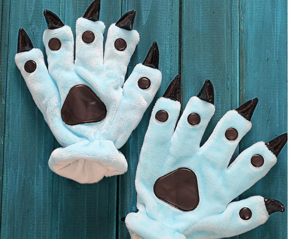 Women Men Warm Fashion Claw Paw Mittens Soft Plush Winter Furry Animal Claws Nails Glove Cosplay Costume Wearable Kid Gifts
