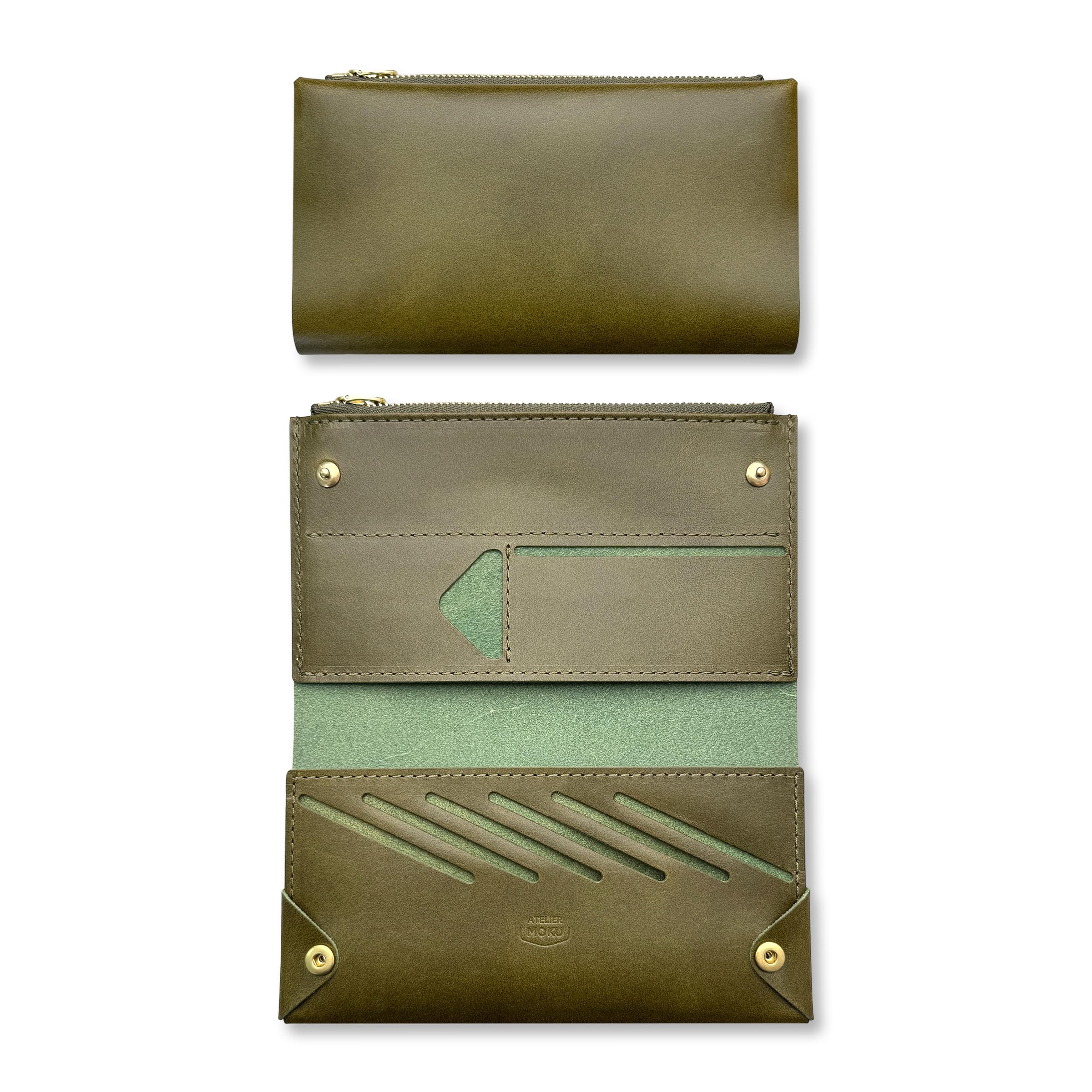 

Moku UNO ver.2 Slim Long Wallet in Buttero Leather, Unisex (Men s and Women s), Genuine Leather, Compact Wallet, Slim, Small, Minimalist, Gift (Olive)