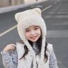 Toddler Bear Ear Knitted Hat Warm Winter Protective Headgear For Kids