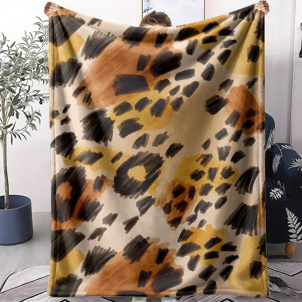 Wild Leopard Print Throw Soft Flannel AC Blanket Lightweight Summer Nap Throw Cozy Blanket for Sofa Bed Travel Home 75cm x 90cm