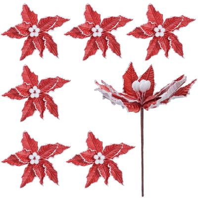Artificial Poinsettia Flowers for Christmas Tree Versatile Xmas Tree Ornaments for Holiday Wedding & Garland Decor