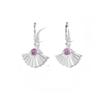 French Retro Fan-shaped Fishtail Earrings for Women Inlaid with Natural Stone Stainless Steel Electroplated Thick Earrings