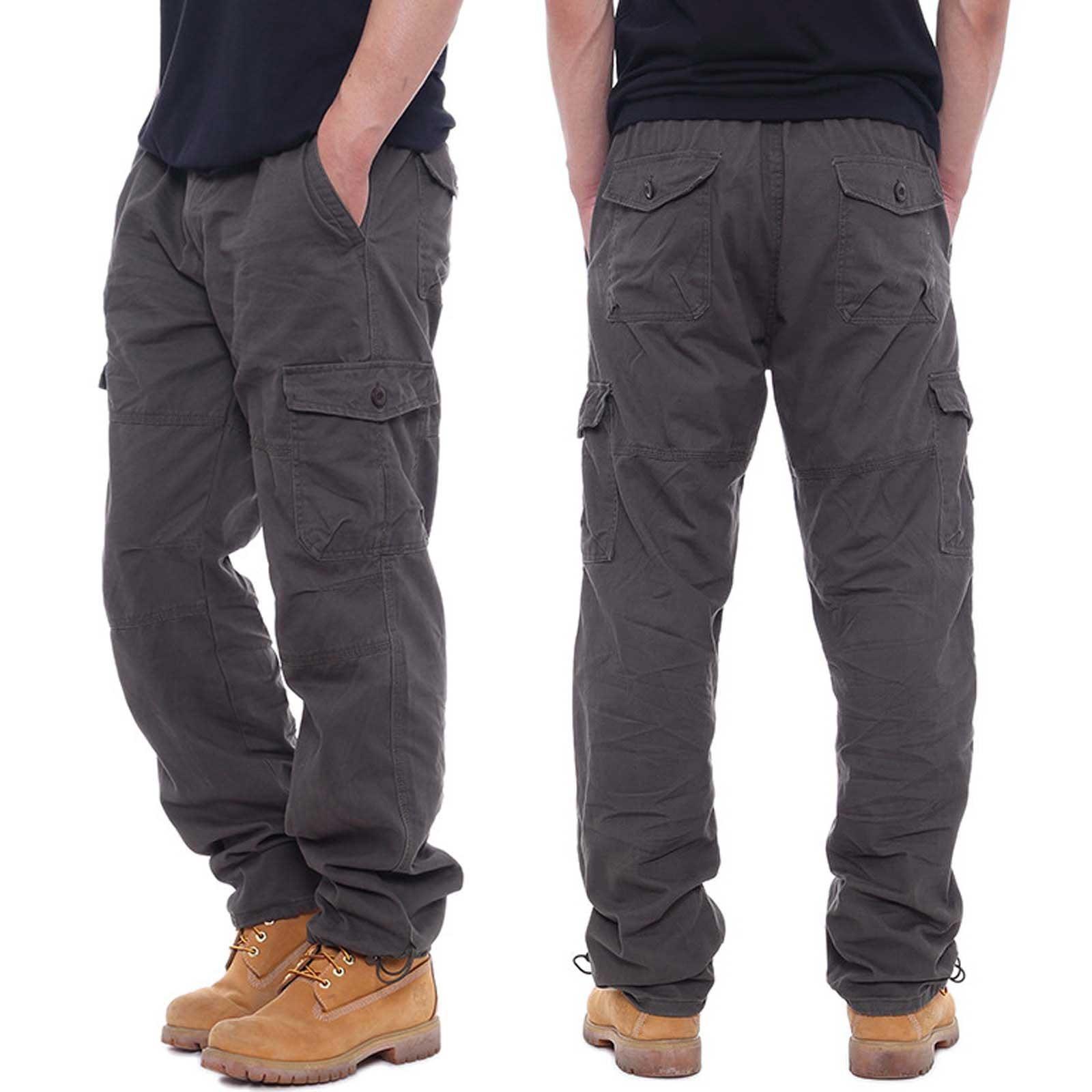 2026 New Men s Multi Pocket Casual Pants   Outdoor Hiking Travel Men s Casual Pants M серый