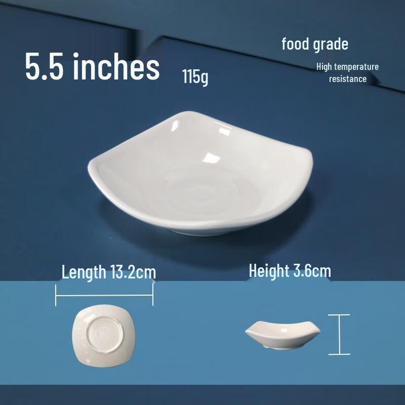 JINGRX White Melamine Square Sauce Dishes, 5.5-inch (10-Pack)