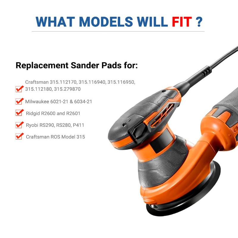 1Pcs Replacement Sanding Pad 5 Inch 8 Hole Hook And Loop Backing Plate For Ridgid R2600 Craftsman Random Orbit Sander