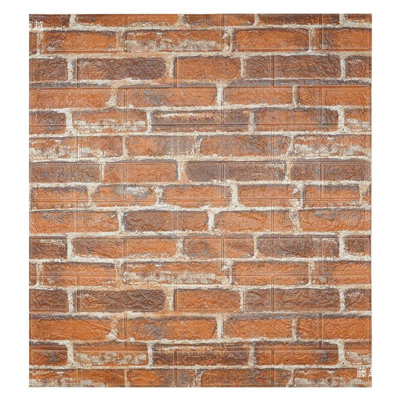Retro 3D Brick Pattern Self-Adhesive Moisture-Proof Wallpaper Sticker