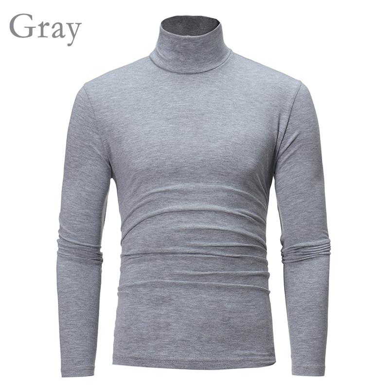 Menn Høst Pullovers Langermet Turtleneck T-skjorter Solid Basic Winter Fashion Topp