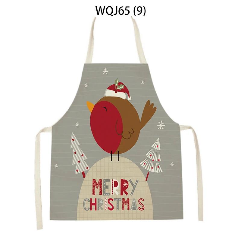 Christmas Apron Snowflake Tree Kitchen Apron Santa Claus Elk Snowman Print Aprons Dinner Party Cooking Apron Baking Accessories