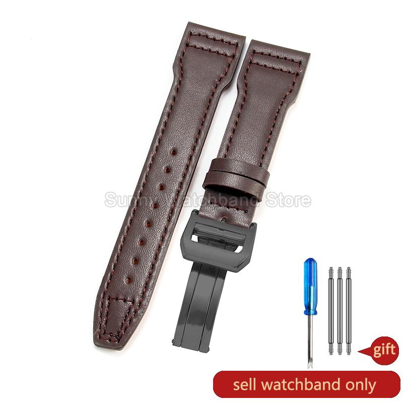 Coffee Black 20 21 22mm for IWC Portofino Le Petit Prince Portugieser Cowhide Watch Band Special Interface Needle Buckle Durable