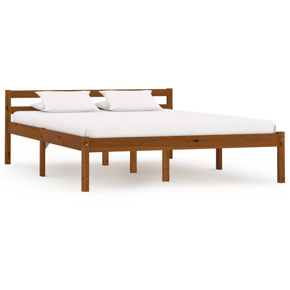 Cadre de lit sans matelas marron miel pin massif 140x200 cm