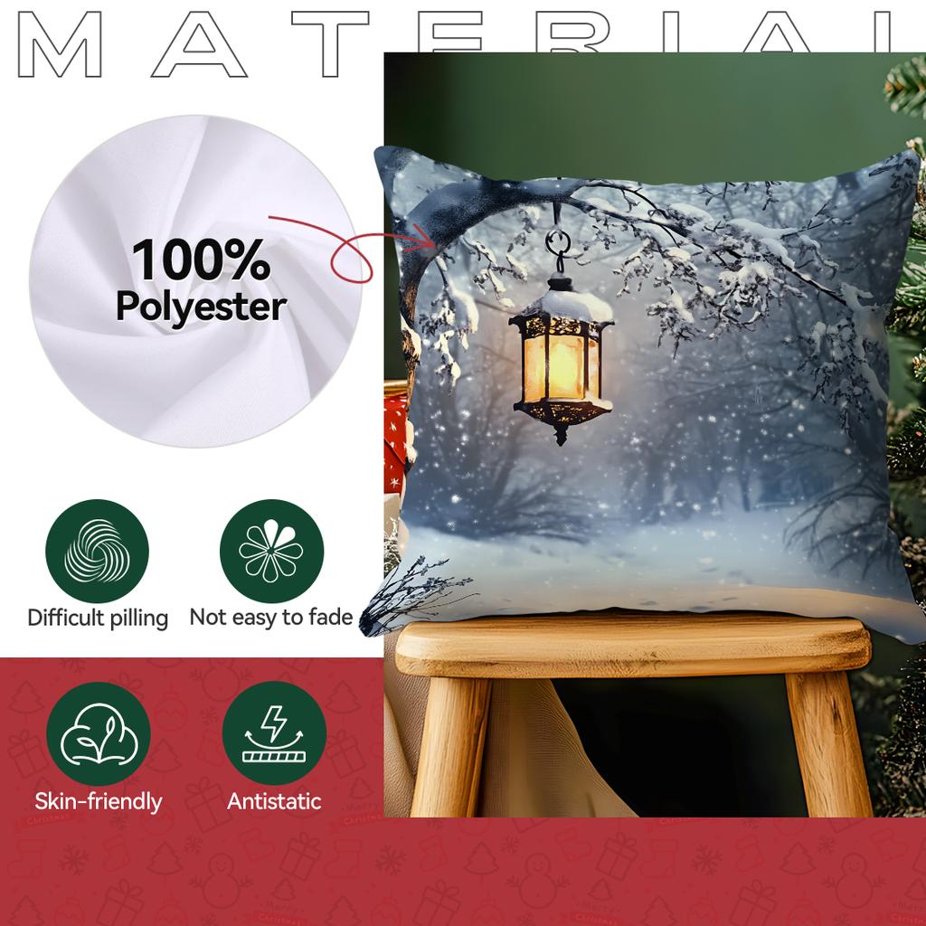 Christmas Forest Snowflakes Pillowcase Bedroom Sofa Cushion Cover 100% Polyester Living Room Cushion Pillowcase Home Decor