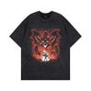 Kanye American trend retro washing water cartoon short-sleeved vintage old loose round neck men's and women's same T-shirt