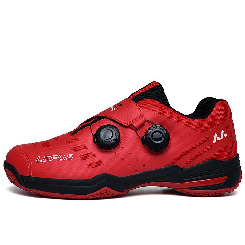 

LEFUS Men s and Women s Universal Badminton Shoes, Volleyball Shoes, Anti Slip Rubber Double Rotating Buckle Automatic Lace Up Golf Shoes 36 чёрный/красный